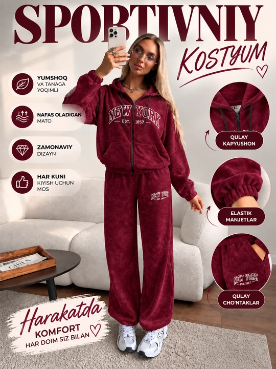Uch qismli ayollar sport kostyumi