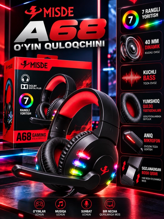 MISDE A68 o‘yin quloqchini - 