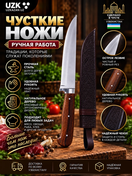 Чустский нож ручной работы — традиция узбекского мастерства