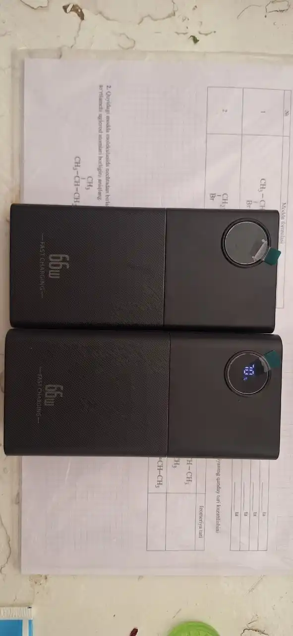 Power Bank 20000mA 66-22.5W tezkor quvvat bilan tashqi akkumulyatori, +4 kabel bilan