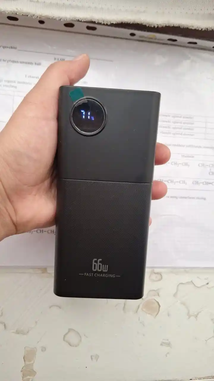 Power Bank 20000mA 66-22.5W tezkor quvvat bilan tashqi akkumulyatori, +4 kabel bilan
