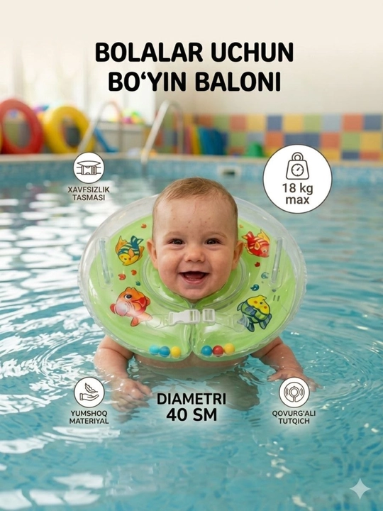 Suzish uchun shishiriladigan bo'yin balon, bolalar va chaqaloqlar uchun - 