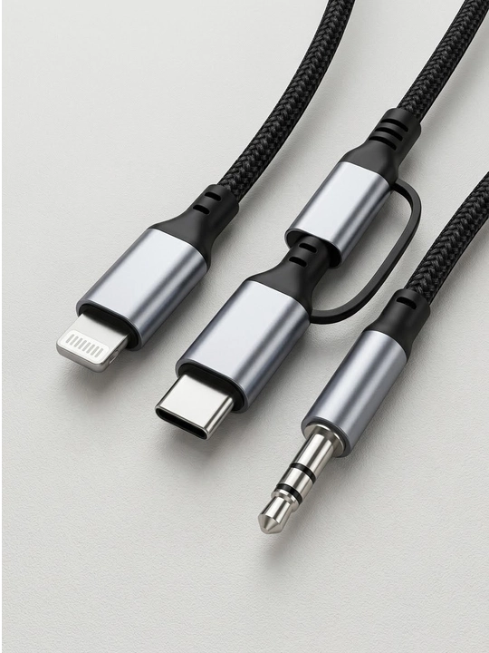AUX kabel 2 in 1 iPhone va Android Type-C uchun, mashina va uy audio kabeli GJ-027