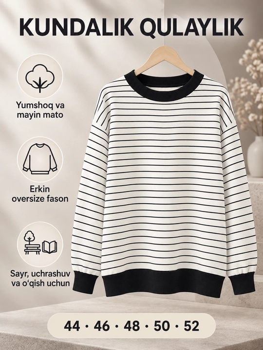 Ayollar sviteri, qora yo‘l-yo‘l