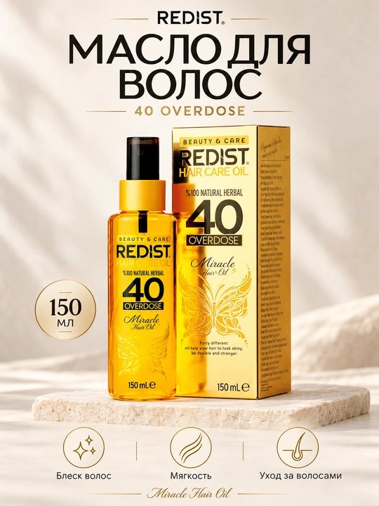 REDIST Масло для волос 40 Overdose Miracle Hair Oil, 150 мл - 