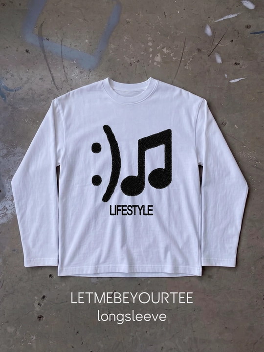 Oq LMBYT oversayz longslivi, Lifestyle musiqiy printi bilan - 
