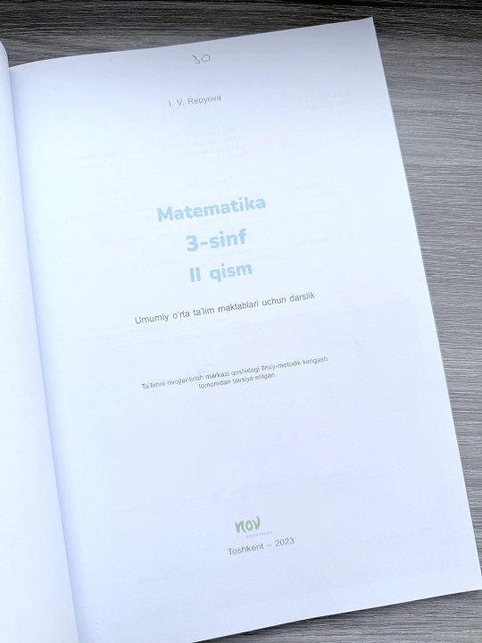 Matematika 3-sinf, 2-qism — I.V. Repyova. Novda Edutainment, 2023. O‘zbek tilida