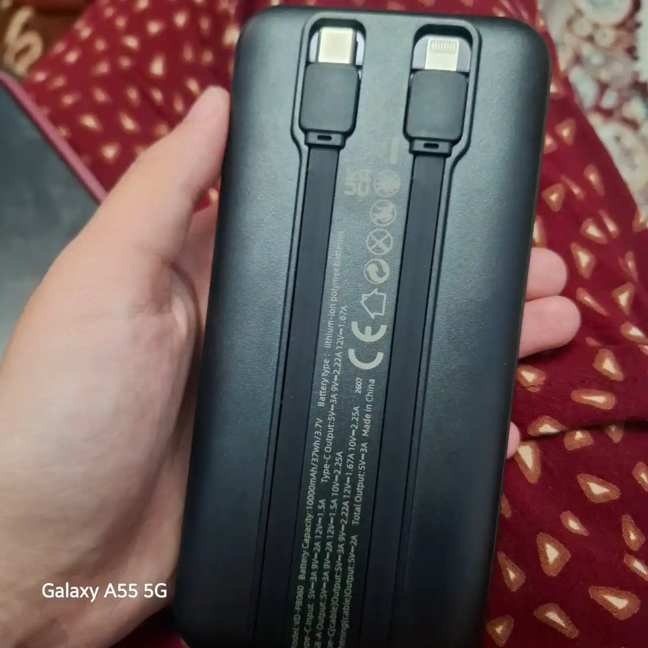 Power Bank 20000mA 22W tezkor quvvat bilan tashqi akkumulyatori +2 kabel bilan