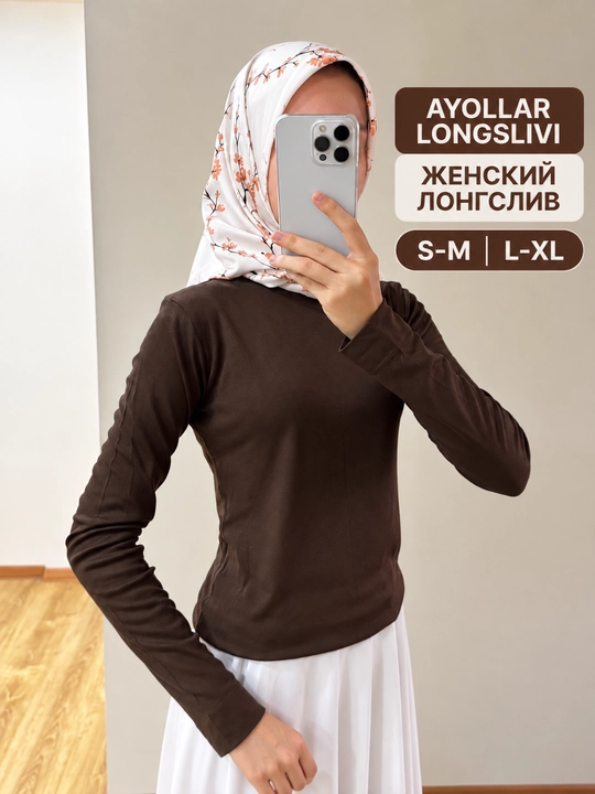 Женский лонгслив, с длинными рукавами, облегающий, повседневный, базовая S-M, L-XL размер - 