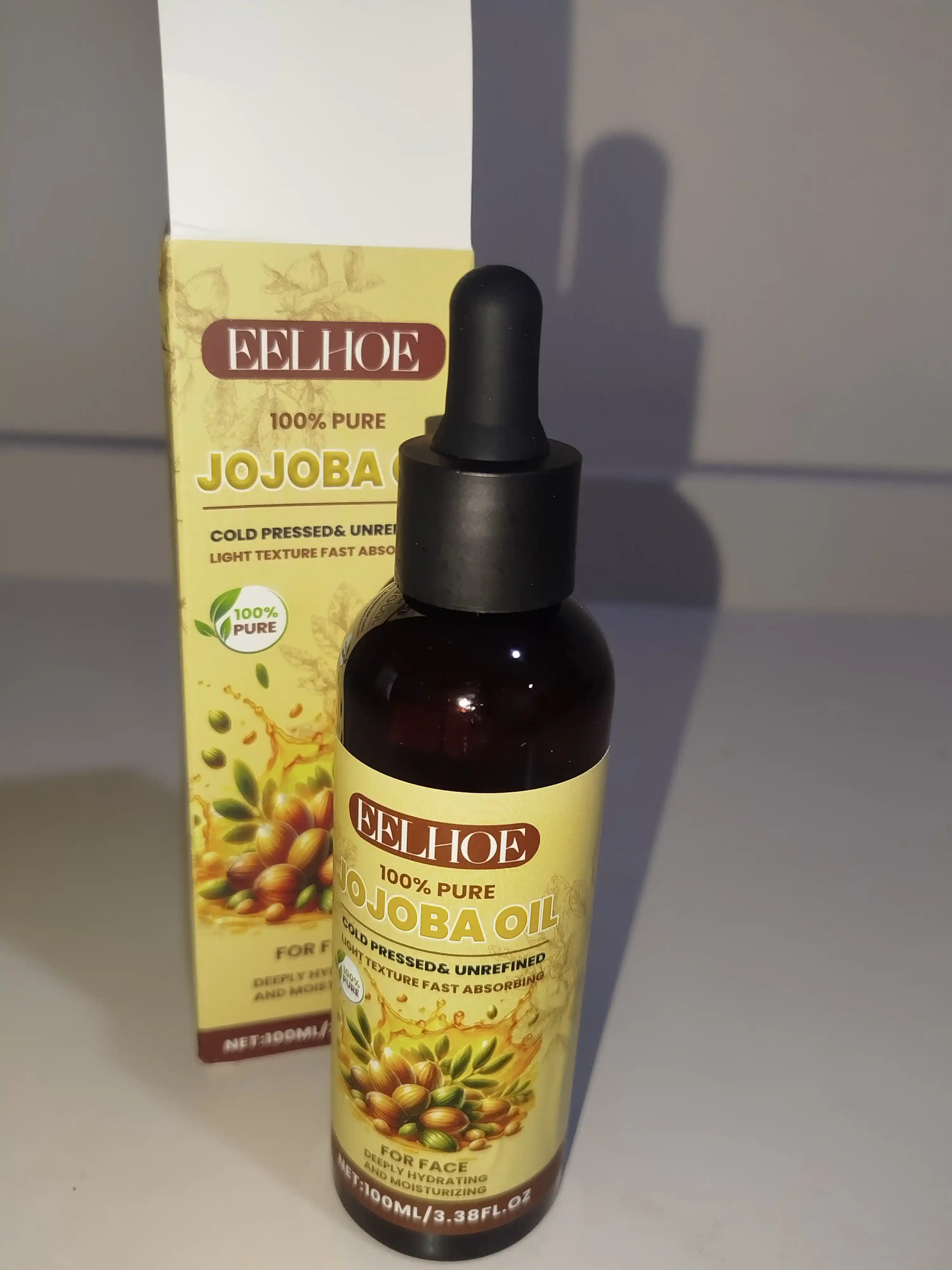 Yuz va sochlar uchun tabiiy, kosmetik, sovuq holda siqiladigan jojoba moyi, 100 ml