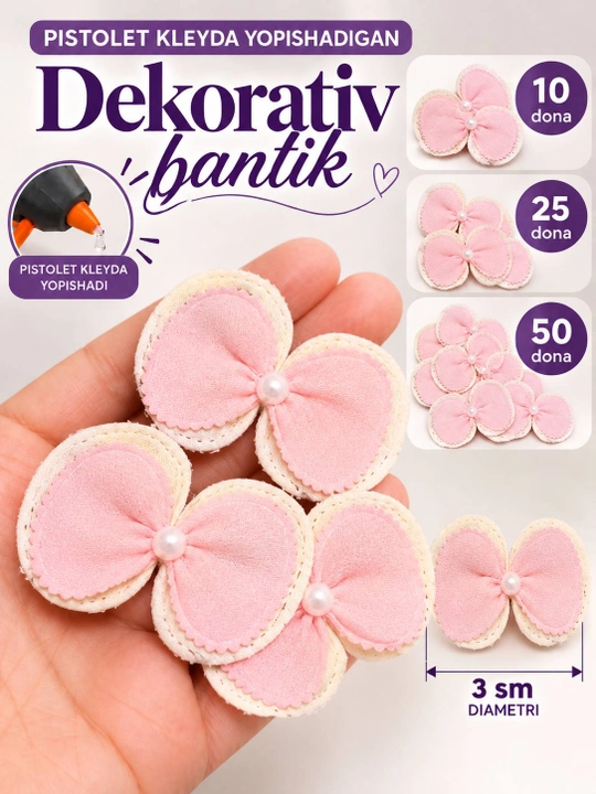 Bezatish uchun dekorativ gullar atirgullar va bantiklar 25-50-100 dona - 