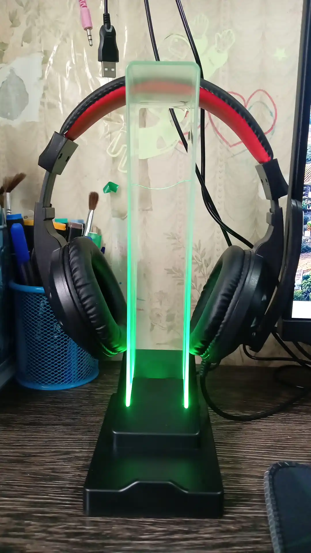 Подставка для наушников 3в1 с RGB подсветкой, держатель для смартфона