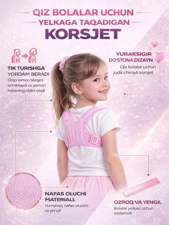 Qizlar uchun yelkani to‘g‘ri tutishga yordam beruvchi ortopedik korset - 