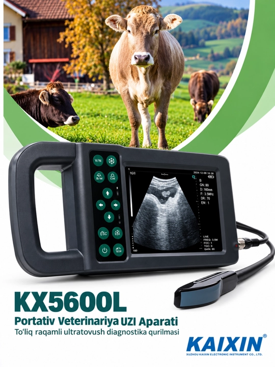KAIXIN KX5600L Ветеринарный УЗИ-аппарат — с универсальным ректальным датчиком 4,5 МГц - 