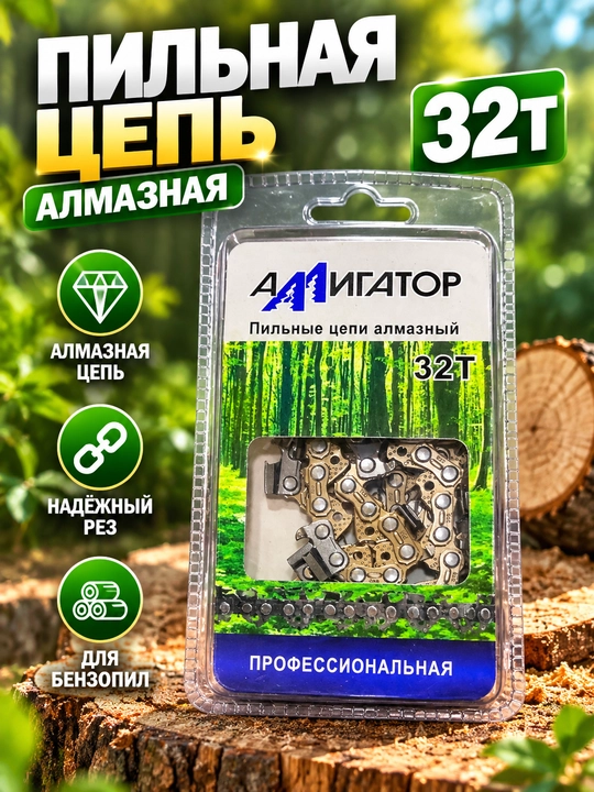 Пильная цепь АММИГАТОР 32T, алмазная, профессиональная - 