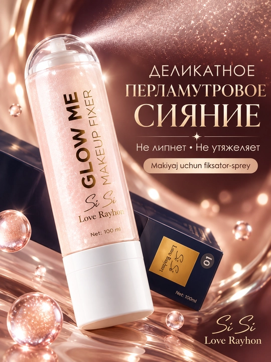 Спрей фиксатор для макияжа Sisi Love Rayhon Glow Me с эффектом сияния 100 мл
