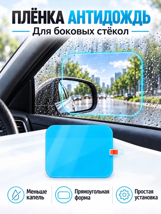 Avto oynasi uchun suv itaruvchi plyonka anti yomg‘ir 13.5x9.5 sm 2 dona - 