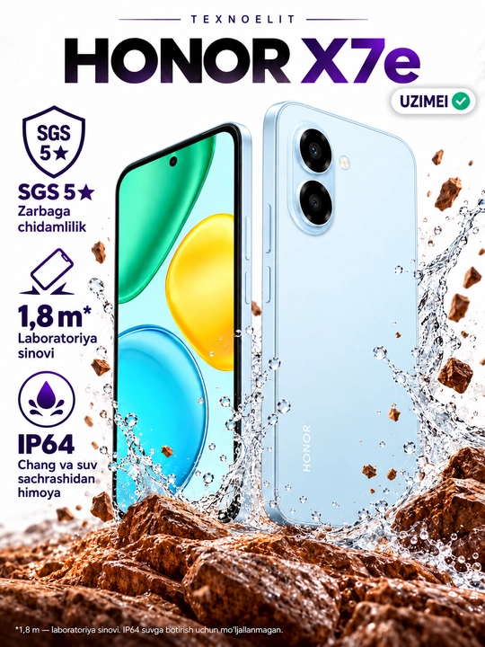 Смартфон HONOR X7e, 6 ГБ/256 ГБ, 7000 мАч, 45 Вт, 6.61″ 120 Гц, 50 Мп