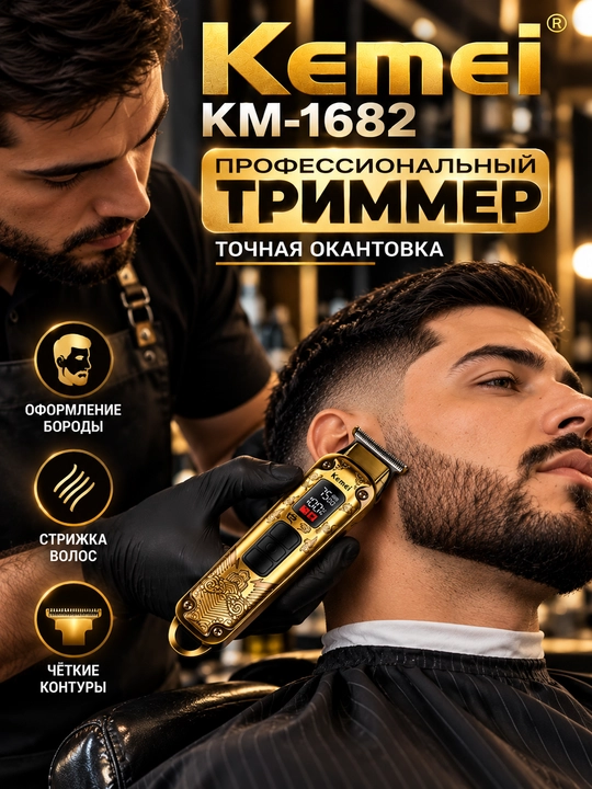 Kemei KM-1682 — профессиональный аккумуляторный триммер