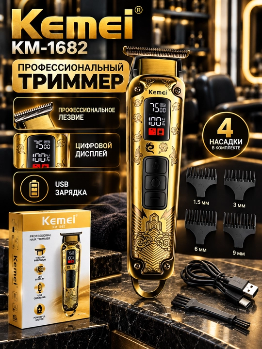 Kemei KM-1682 — профессиональный аккумуляторный триммер