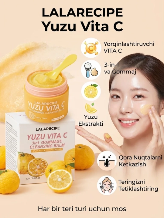 Lalarecipe Yuzu Vita 3in1 Gommage Cleansing 380 ml — yuzu moyi, niatsinamid, C vitamini - 