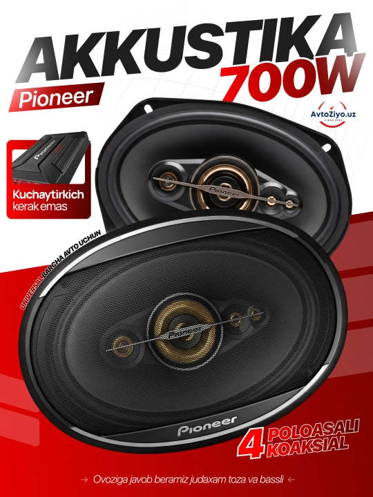 Avtomobil kalonkalari Pioneer 450W, 650W, 700W oval dinamiklar mashina uchun 4 polosali - 