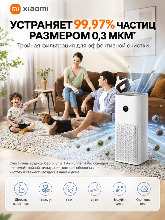 Очиститель воздуха Xiaomi Smart Air Purifier 4 Compact, 4 Pro 4 Lite