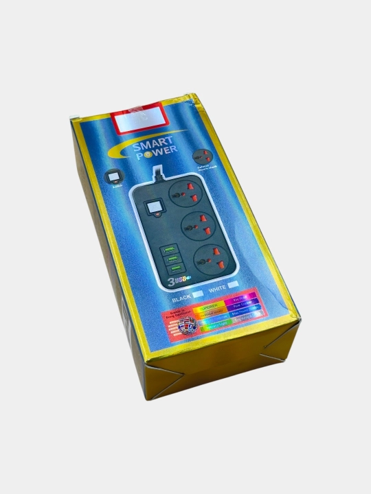 USB interfeysli 3 metrli elektr tasmasi, 2500 Vt, 2,5 kVt, 10 A, zazimleniyali, 3 port USB
