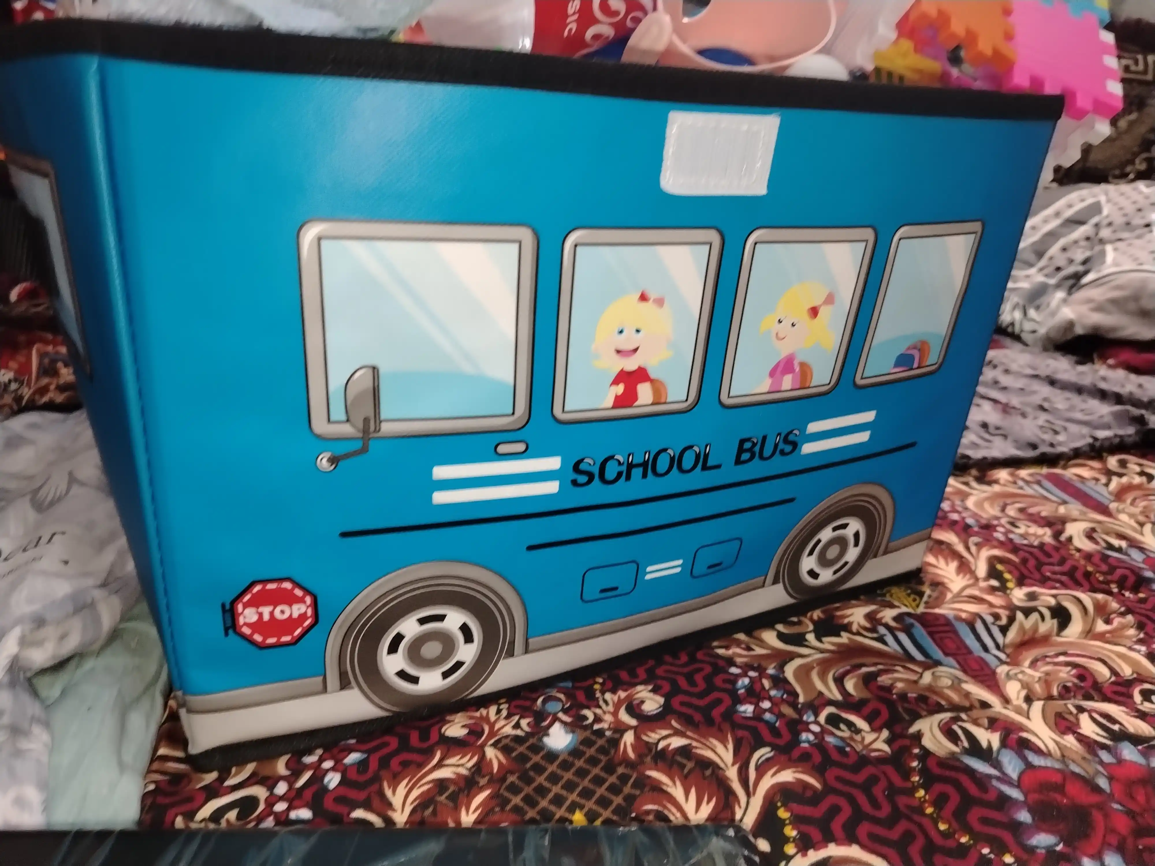 Корзина для игрушек с крышкой автобус