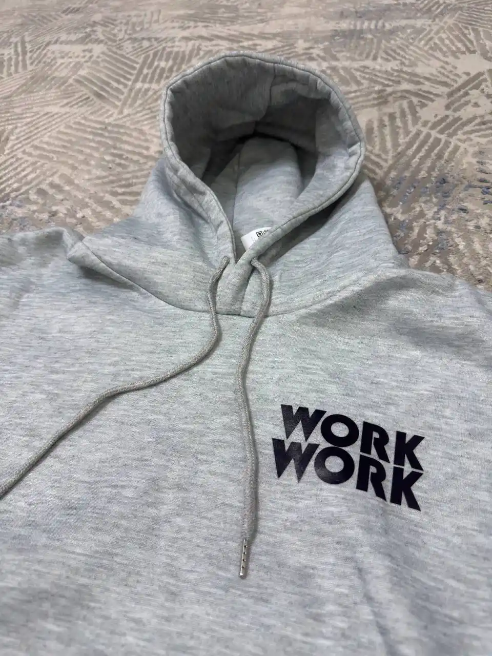 Erkaklar va ayollar uchun WORK WORK yozuvi tushirilgan erkin bichimli kapyushonli katta o‘lchamli unisekss xudi
