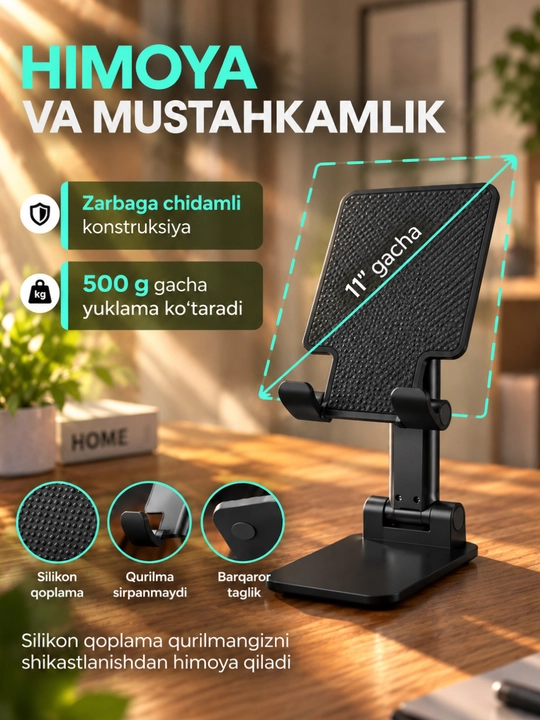Telefon ushlagichi va planshet stendi, buklanadigan, 120° sozlanadigan