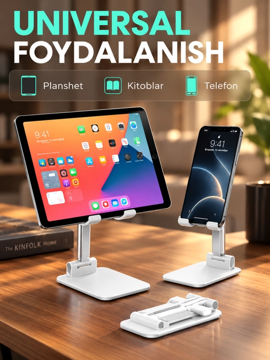 Telefon ushlagichi va planshet stendi, buklanadigan, 120° sozlanadigan
