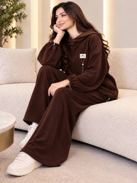 Ayollar uchun keng fasonli ikki qismli kostyum, yumshoq matoli oversize kiyim