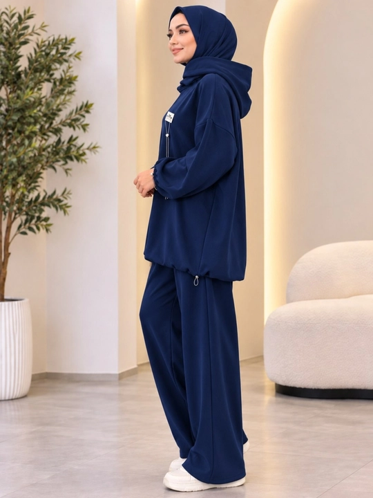 Ayollar uchun keng fasonli ikki qismli kostyum, yumshoq matoli oversize kiyim