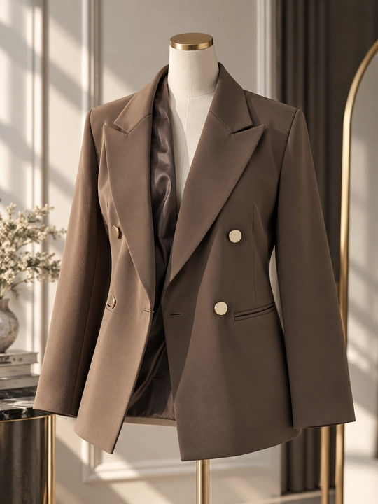 Ayollar uchun klassik krem rangli jaket, bahor va kuz uchun