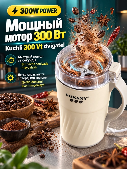 Мельница для кофе и специй SOKANY SK-04024 нержавеющая сталь