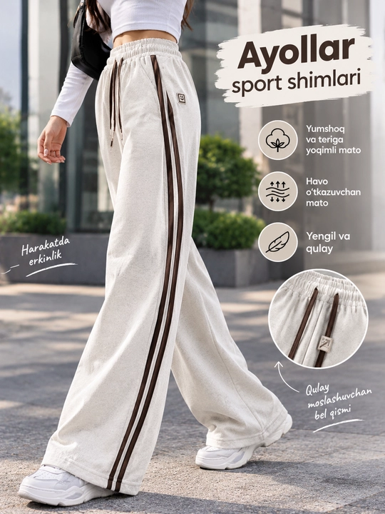 Ayollar uchun oversayz sport shimi triko — Kuz, Qish va Bahor uchun