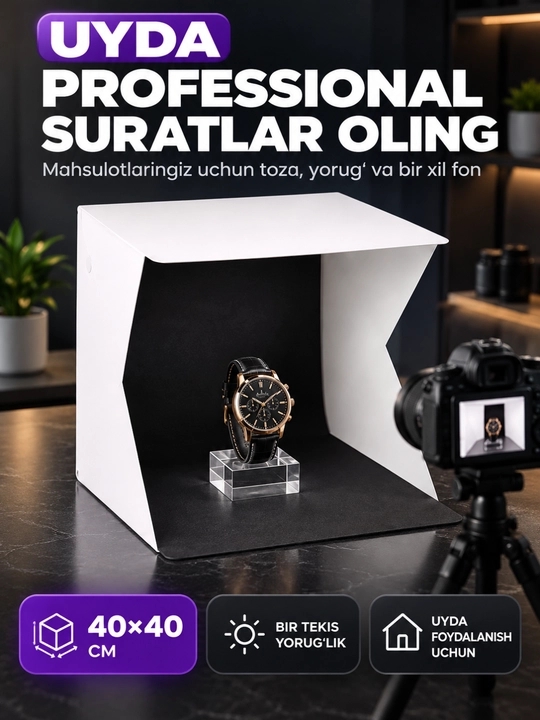 40x40 sm Foto Lightbox — mahsulot suratga olish uchun fotoboks - 