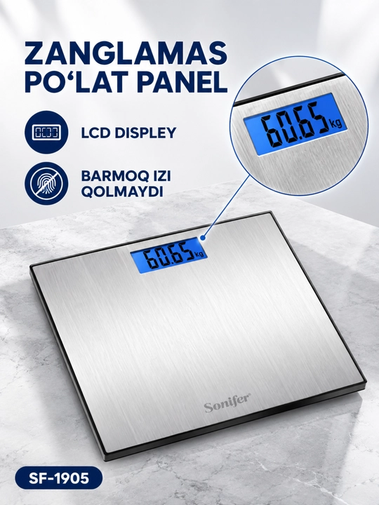 Tarozi Sonifer SF-1905 elektron LCD displeyli 180 kg 30×30 sm