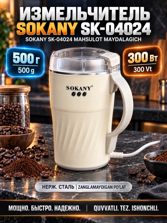 Измельчитель-стакан SK-04024 300Вт 500г для кофе специй и орехов - 