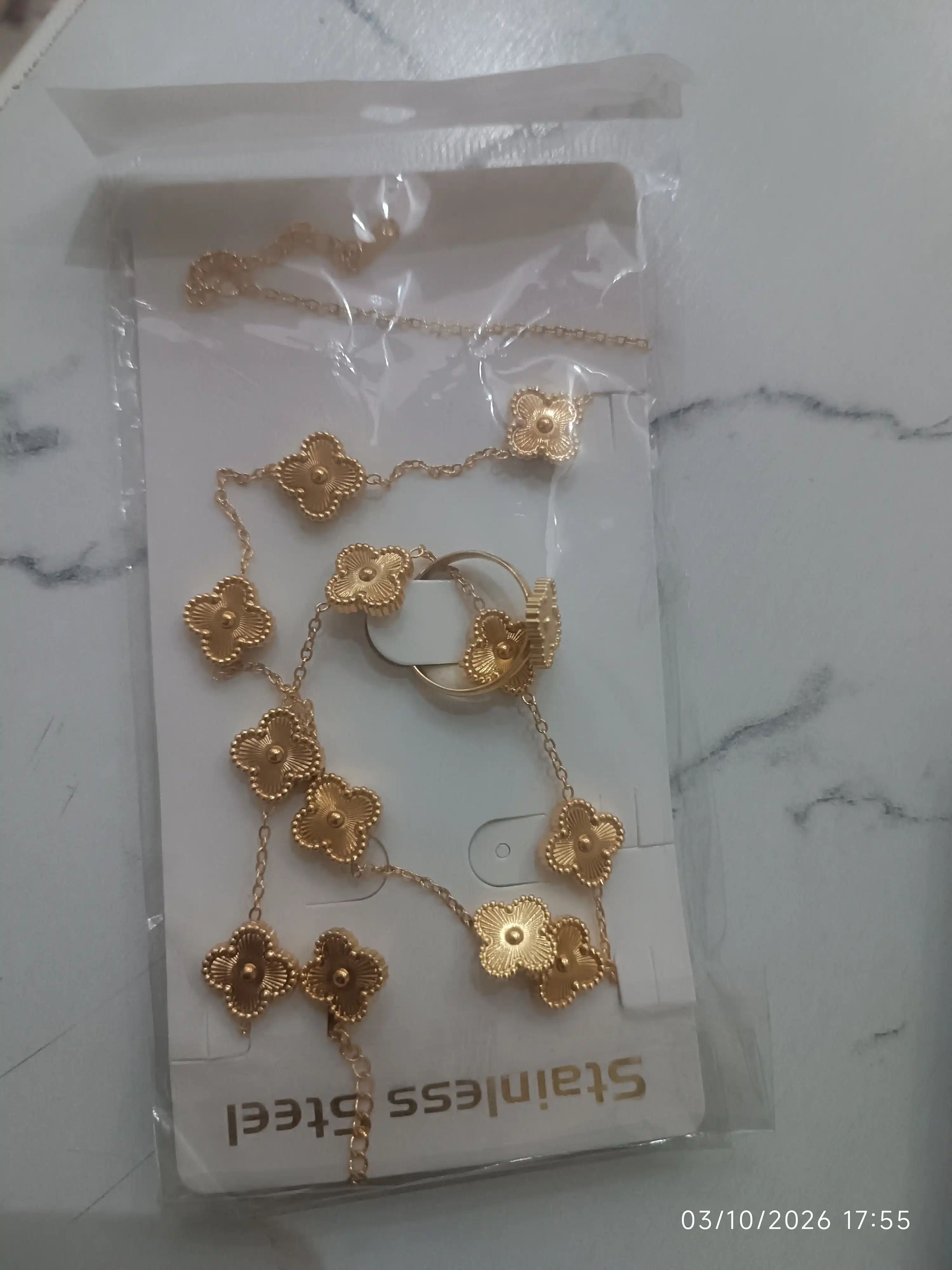 VAN CLEEF Набор бижутерий, кольцо, серьги, цепочка, браслет