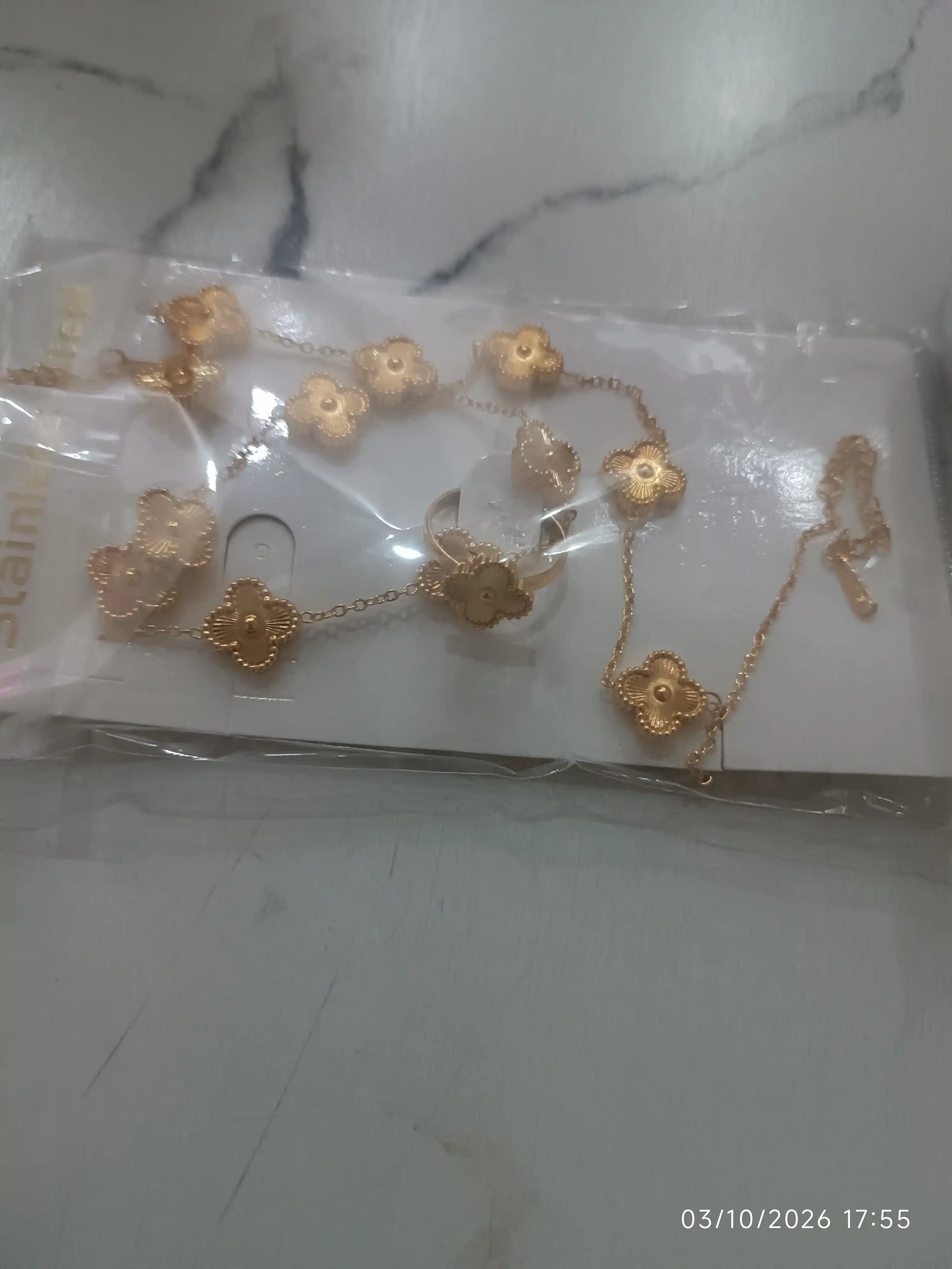 VAN CLEEF Набор бижутерий, кольцо, серьги, цепочка, браслет