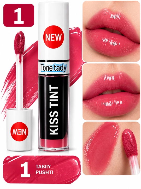 Тинт для губ KISS TINT, глянцевый жидкий тинт, 10 оттенков, увлажняющий, с эффектом сияния - 