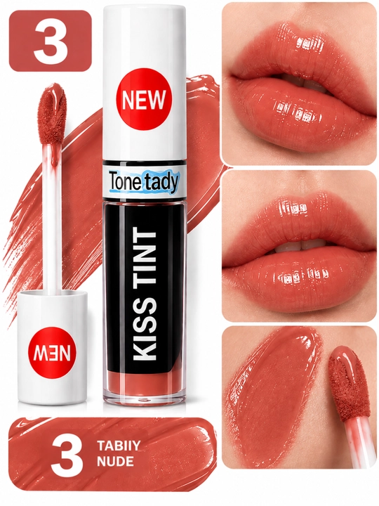 Тинт для губ KISS TINT, глянцевый жидкий тинт, 10 оттенков, увлажняющий, с эффектом сияния - 
