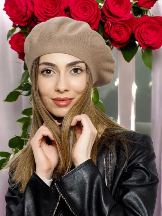 Ayollar va qizlar uchun beret, klassik toʻqilgan shapka, kuz qish mavsum bosh kiyimi - 