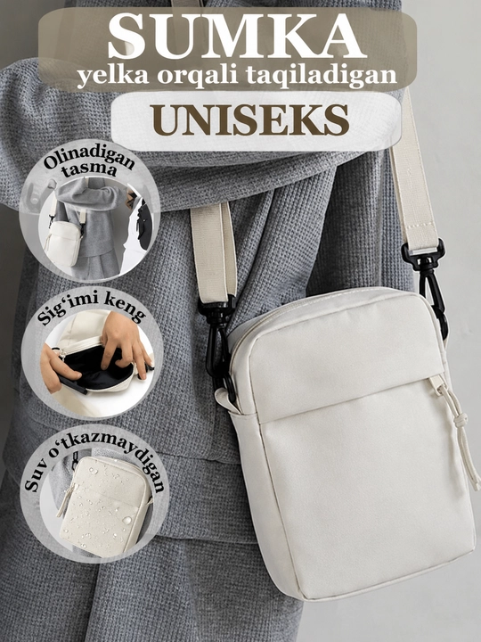 Erkaklar uchun yelkama sumkasi, o'lchami: 19x13.5x5 sm - 