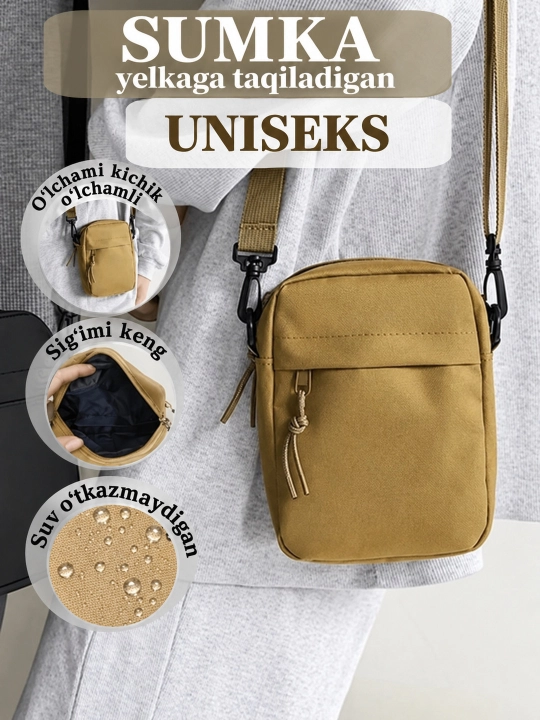 Erkaklar uchun yelkama sumkasi, o'lchami: 19x13.5x5 sm - 