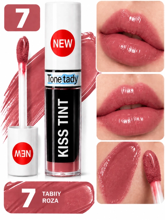 Тинт для губ KISS TINT, глянцевый жидкий тинт, 10 оттенков, увлажняющий, с эффектом сияния - 