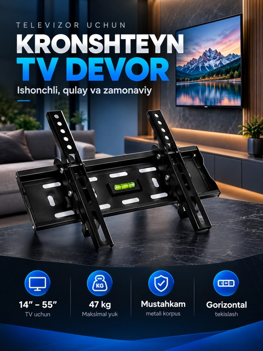 Televizor uchun qiya buriluvchi kronshteyn, 180 daraja 15-55 - 