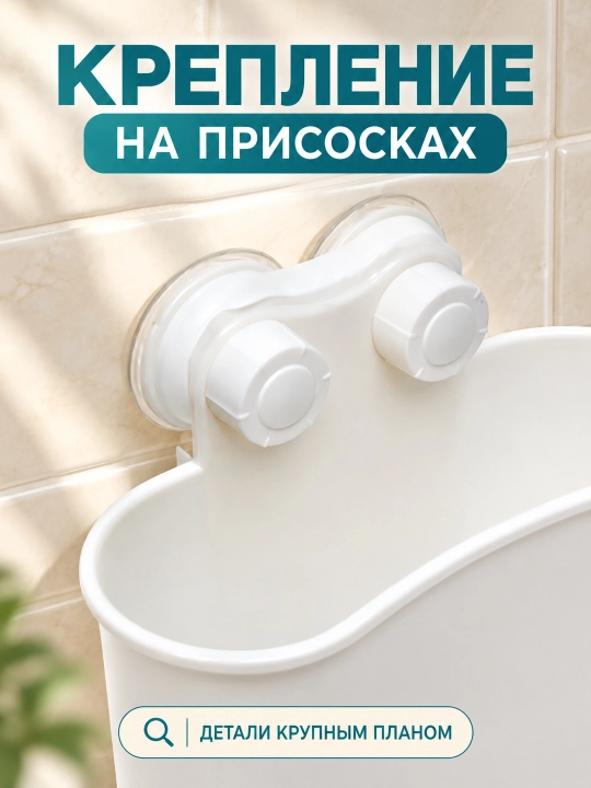 Держатель для зубных щеток и пасты, белый на присосках, стакан для ванной комнаты